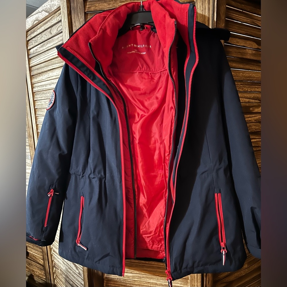 Tommy Hilfiger Blue and Red All-Weather Coat